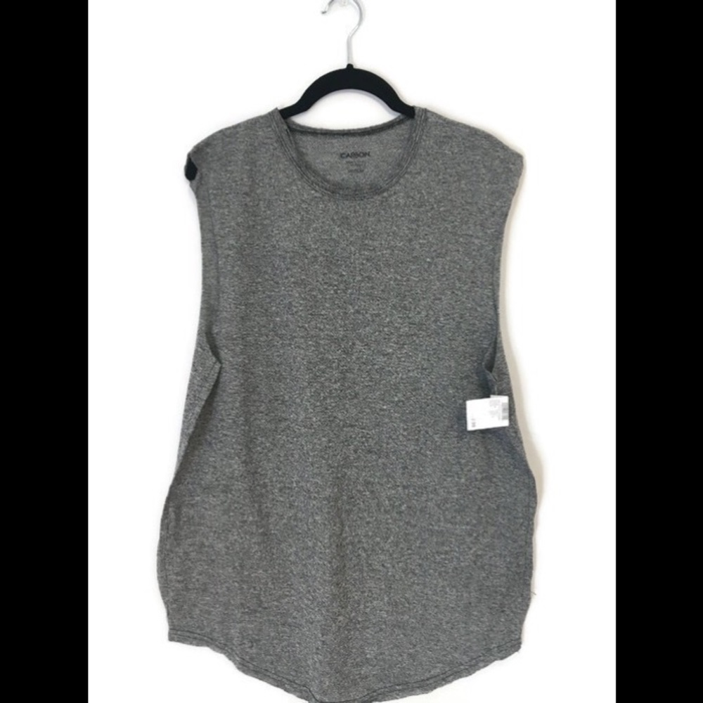 NWT: Mens Marled Charcoal Raw Edge Muscle Tank